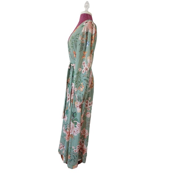FLYING TOMATO maxi  sage floral wrap dress womans - Picture 8 of 13